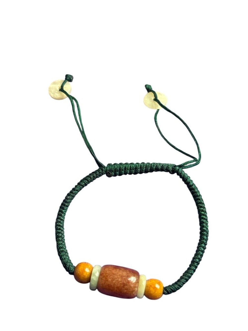 Stone Beaded Green Adjustable Cord Bracelet